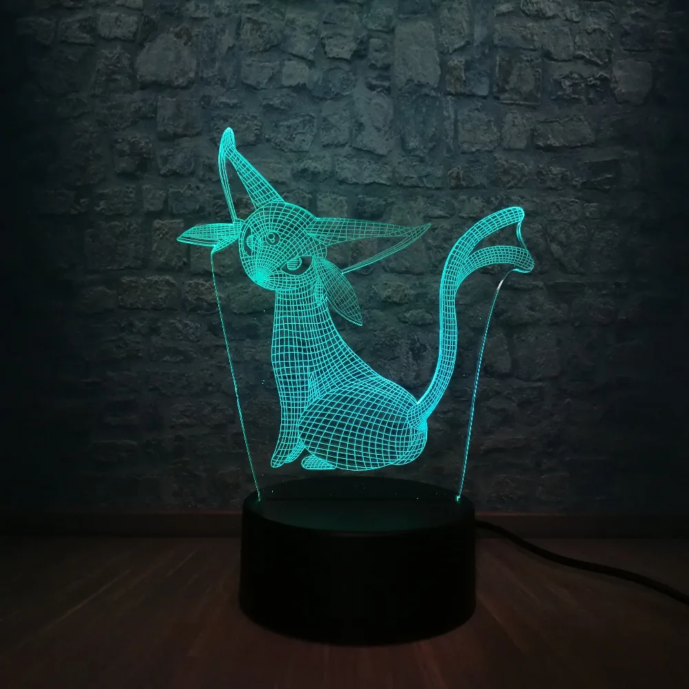 3D визуальная Таблица лампа игра Покемон го фигурка роль Пикачу Дженни Черепаха 7 цветов Изменение ночник домашний декор ребенок Рождественский подарок игрушка