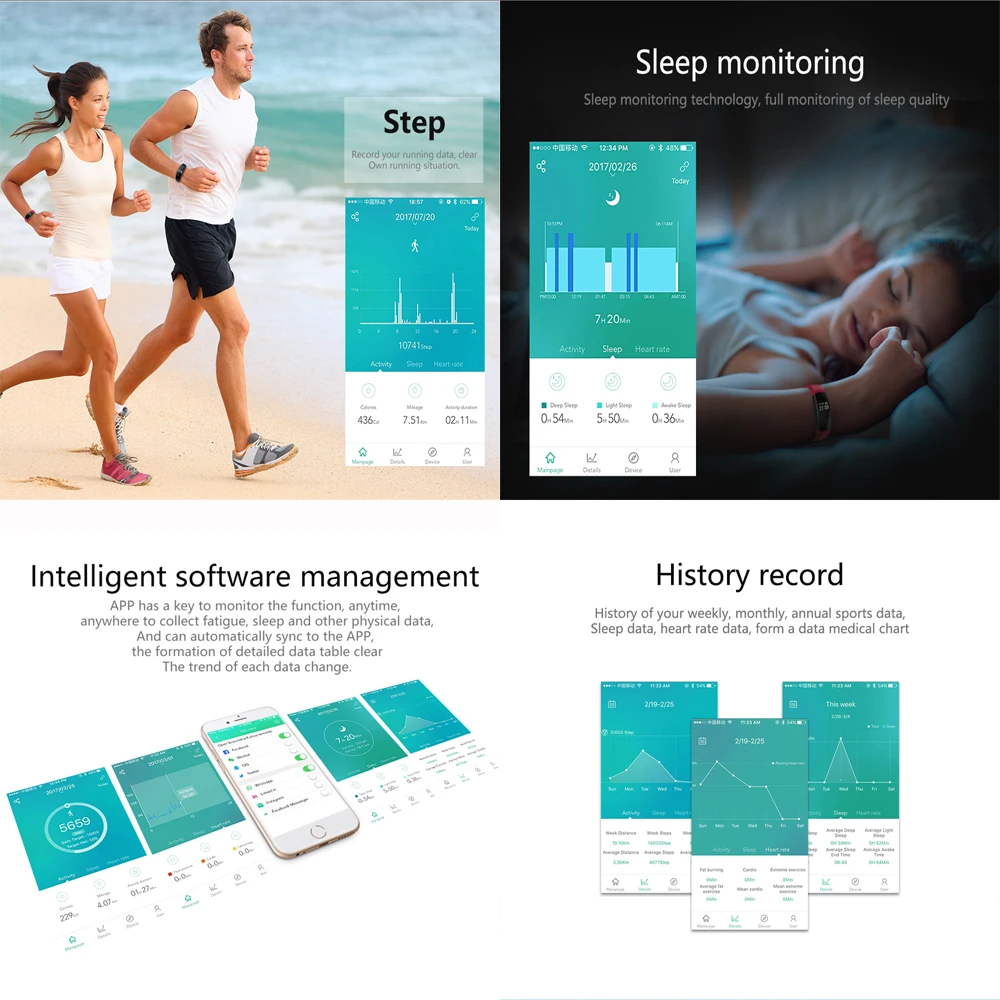 F08 умный Браслет монитор сердечного ритма Водонепроницаемый Фитнес трекер