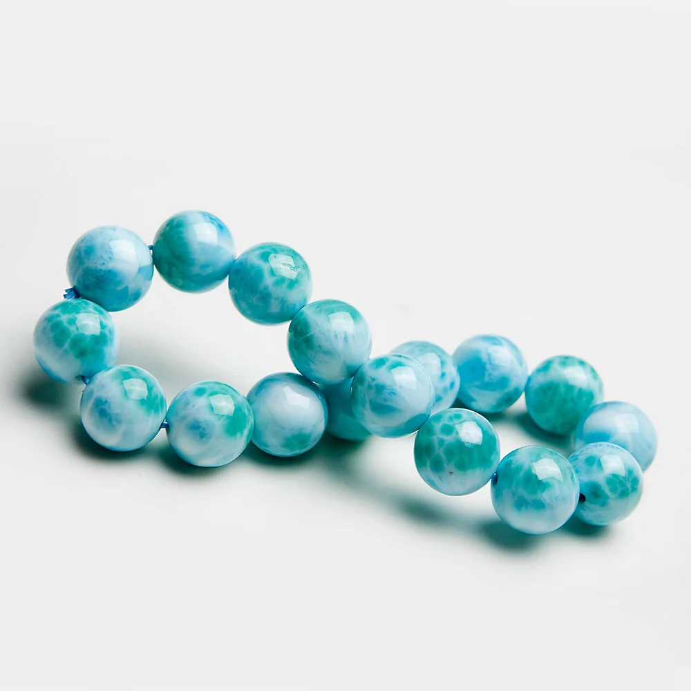 12 мм браслет из натуральных синих бусин Larimar от Dominica Gemstone Healing Stretch Water Pattern
