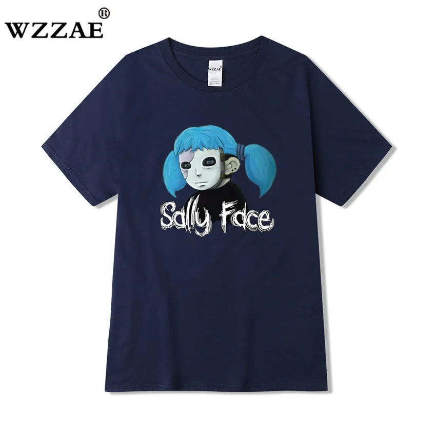 Navy Blue Sally Face Футболка мужская Харадзюку женская унисекс Лето мужские футболки повседневная одежда с надписью и мультяшным принтом camisetas hombre - Цвет: Navy Blue