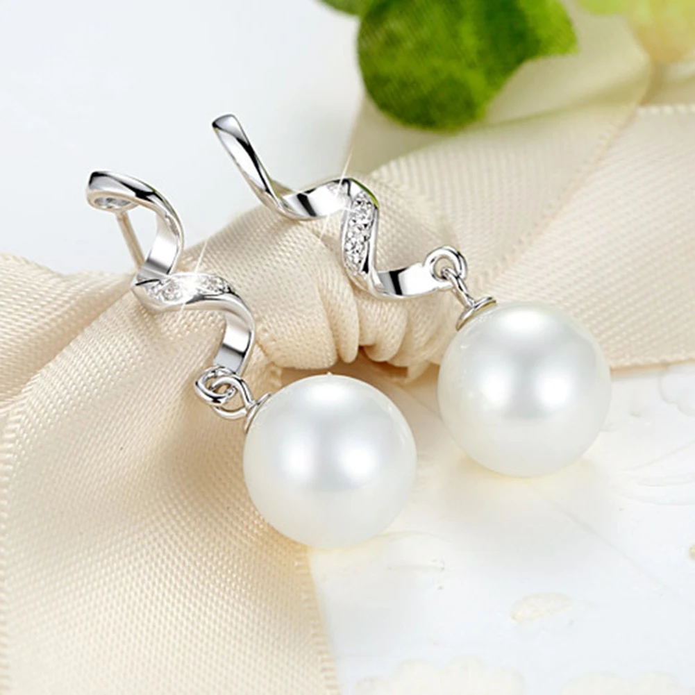 Модные волнистые стразы из искусственного жемчуга длинные висячие серьги