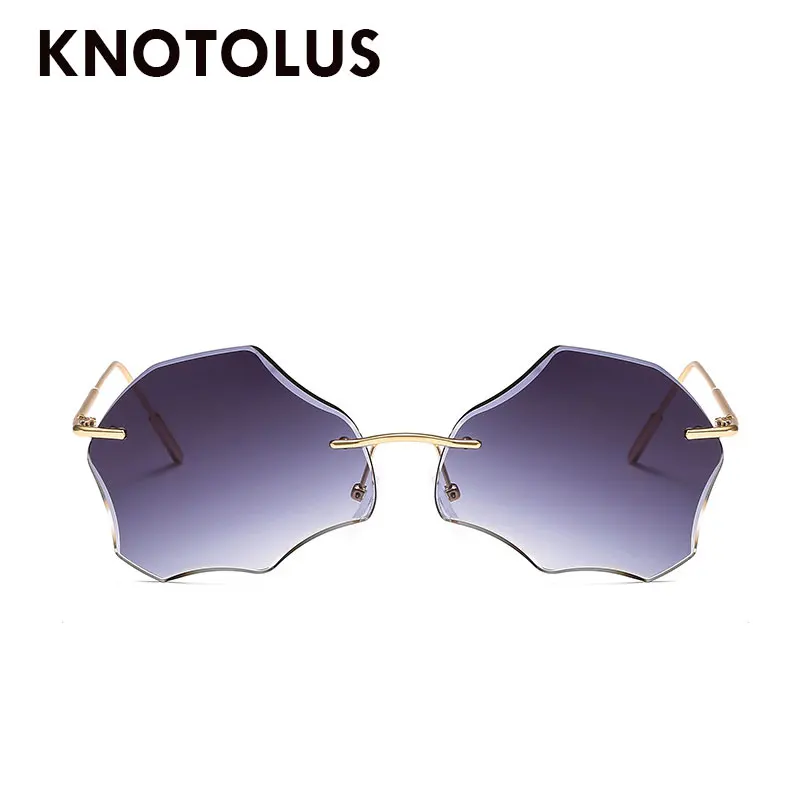 Knotolus слишком большим Frameless вечерние солнцезащитные очки с металлической оправой