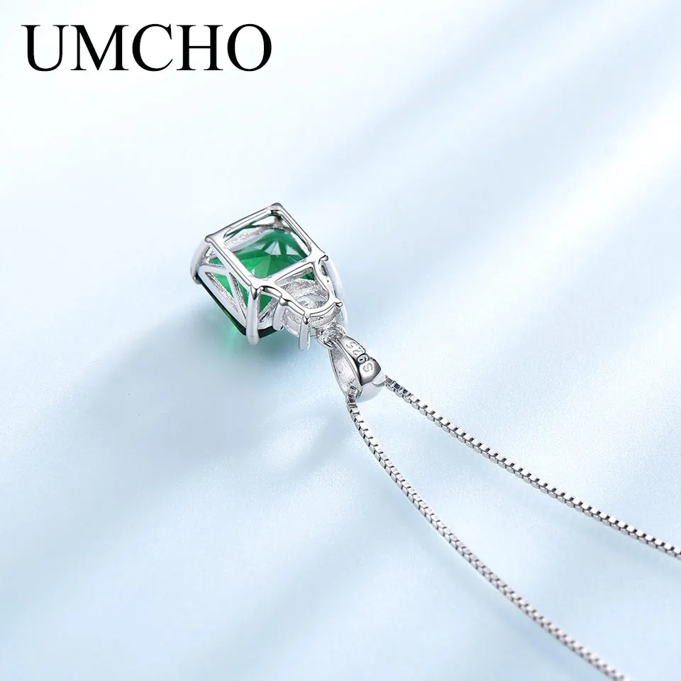 Ожерелье с драгоценным камнем UMCHO, s& Кулоны, 925 пробы, серебряное ювелирное изделие, изумрудное ожерелье для женщин, свадебный подарок с цепочкой в коробке