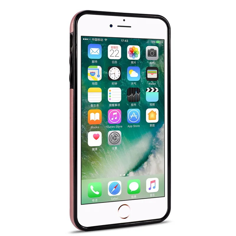 Кожаный чехол из розового золота для iPhone 7 8 Plus X XR XS Max, PU флип-кошелек, полное заднее покрытие на Apple 6 6S Plus, Coque Fundas Capa