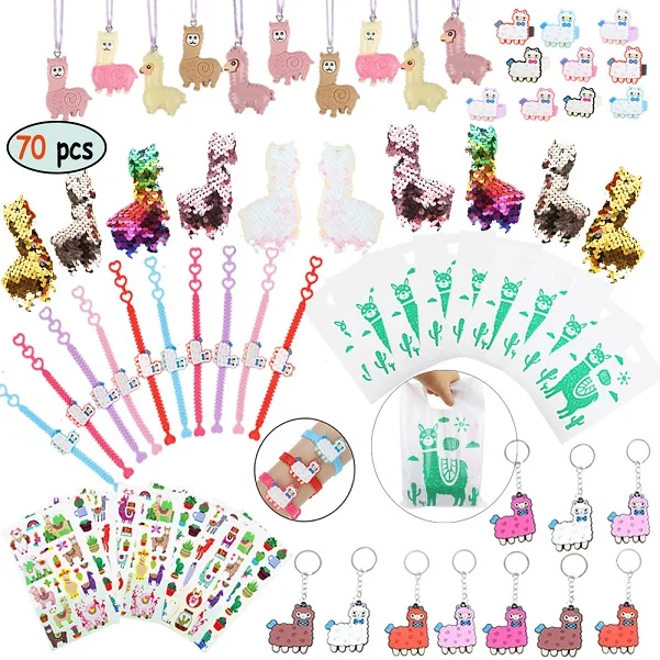 70pcs 60 шт./компл. Llama партия поддерживает Поставки Подарочная сумка для девочек игрушки «Альпака» подарок для детей день рождения школьные призы награды для предродовой вечеринки - Цвет: 70pcs