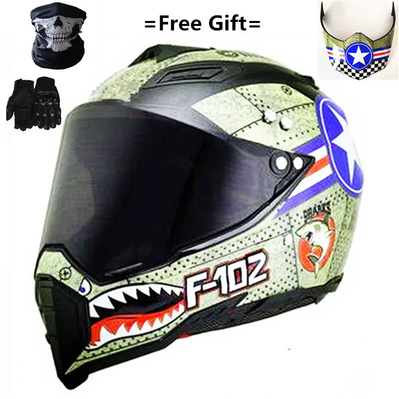 

Mate black Dual Sport Off Road Motorcycle helmet Dirt Bike ATV D.O.T certified (M, Blue) full face casco for moto sport