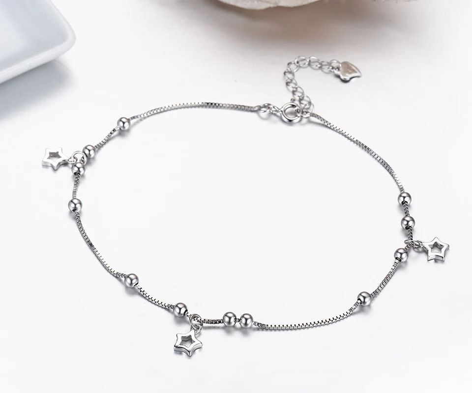 Женский браслет на ногу со звездами из серебра 925 пробы|foot jewelry anklets|anklets for womenjewelry