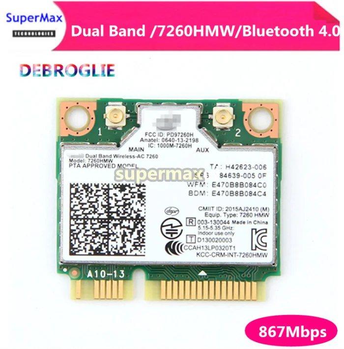 

Двухдиапазонная беспроводная Wi-Fi карта для Intel AC7260 7260HMW ac Mini PCI-E 2,4G/5 ГГц Wlan Bluetooth 4,0 Wi-Fi карта