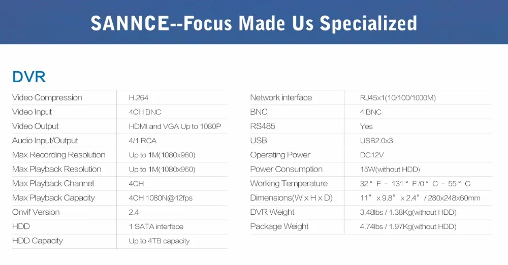 SANNCE 720P HD 10," ЖК монитор видео мониторинг с 1080N 4CH DVR NVR HVR 5в1 Сеть CCTV система безопасности