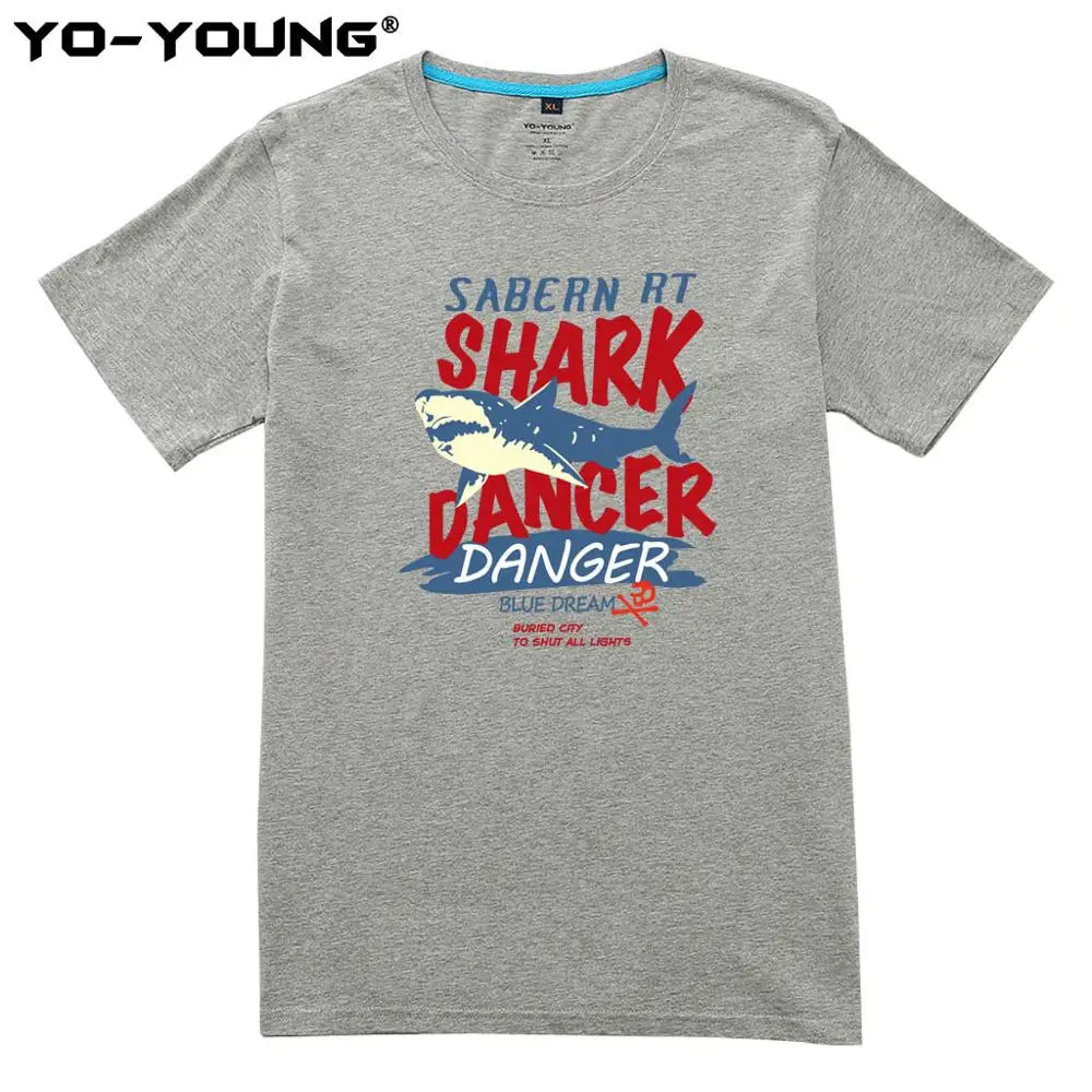 Футболка Yo Young Men Повседневная летняя хлопковая футболка унисекс с принтом Shark Dance