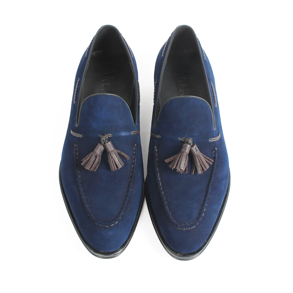 VIKEDUO 2020 повседневные лоферы Детские замшевые синие туфли ручной работы с