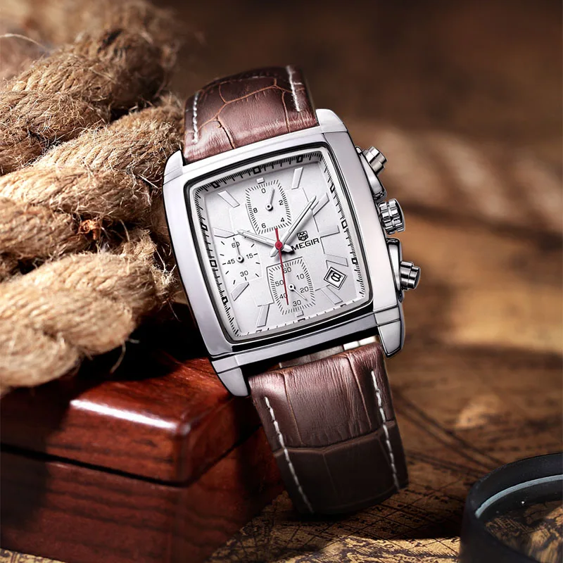 Часы мужские кварцевые в стиле милитари с кожаным ремешком|Кварцевые часы| |