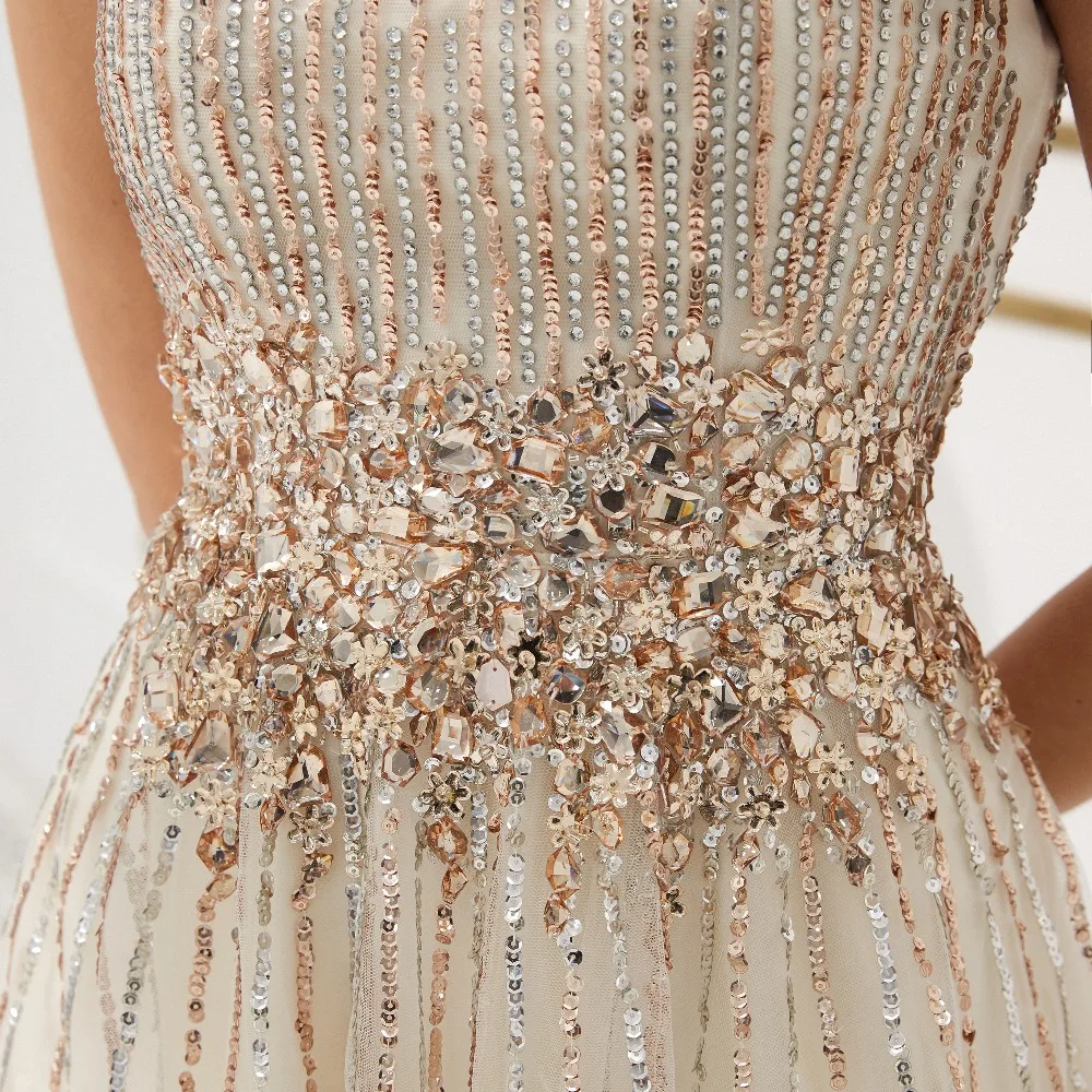 

Elegent Long Evening Dress 2020 Vestido De Festa Beading Crystal Formal Dress Prom Dresses Robe De Soiree 64320