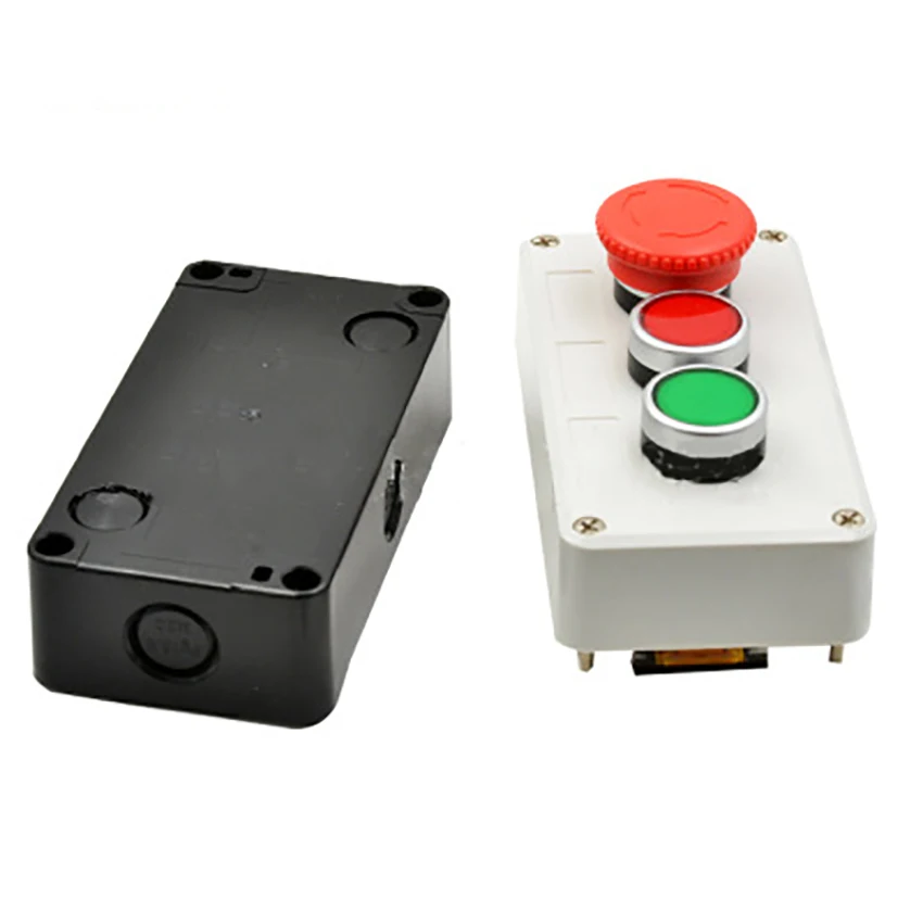 

ABS Plastic Waterproof Push Button Switch Box 3-hole STOP START Button Control Emergency Stop ON/OFF 1NO 1NC