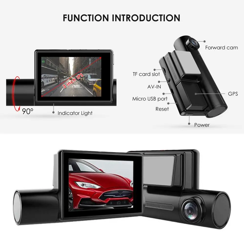3.0'' touch screen GPS WIFI Car Dash Cam DVR with Front 1080P + Rear Camera Night Vision Dual Lens Dashcam | Автомобили и