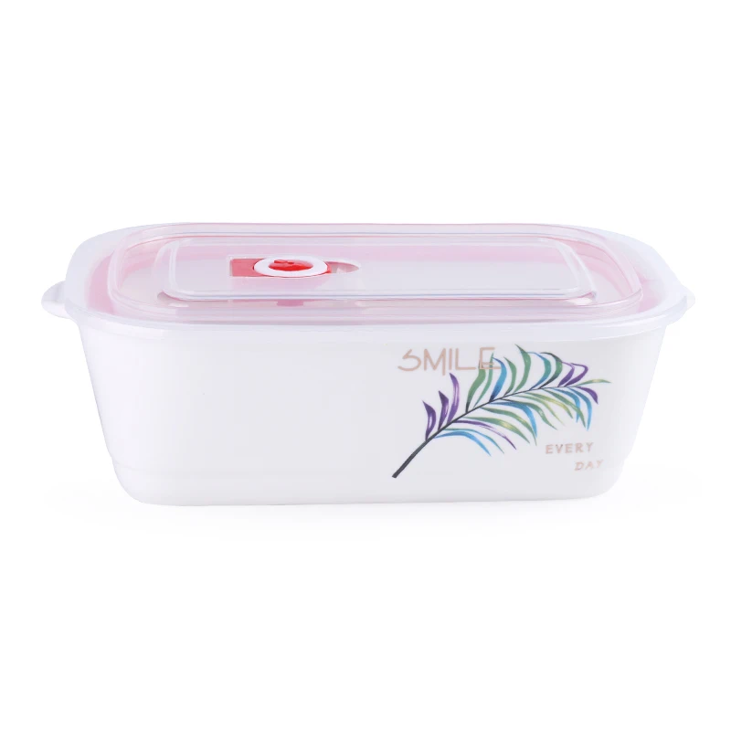 Smile Worthbuy керамические контейнеры с 3 отделениями с крышкой Bento Box контейнер для еды китайский Портативный Ланч-бокс Bento box - Цвет: Smile