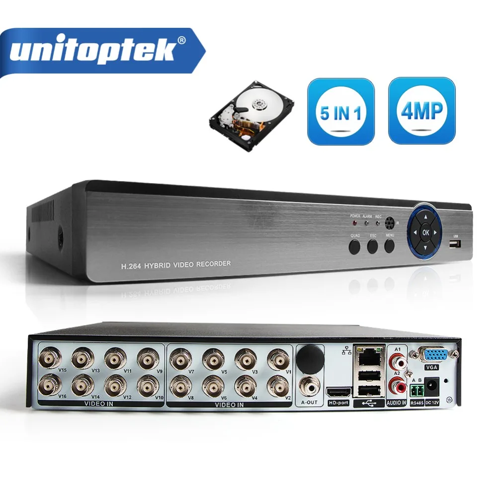 16Ch AHD DVR 4MP CVI TVI 4 м CCTV видео рекордер Гибридный NVR HVR 5 в 1 3531 чип для системы