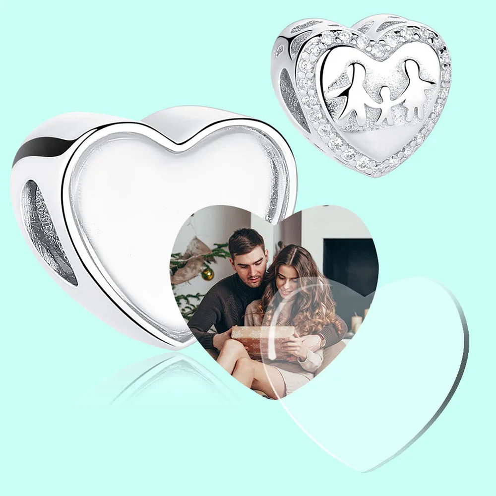 ELESHE Love is Семья 925 пробы серебряные изготовленные на заказ фото сердце