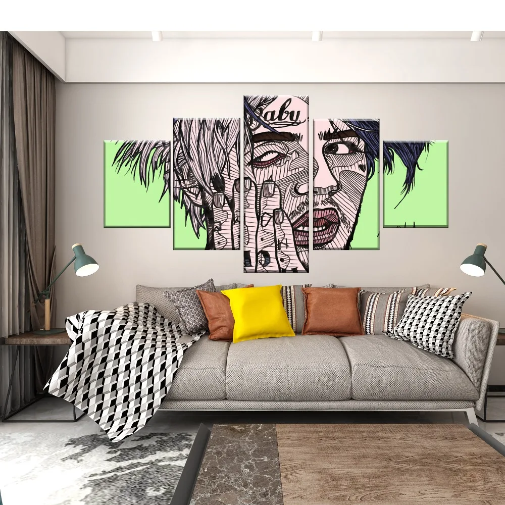 

Modular 5 Piece Canvas Art Lil Peep Poster Modern Decorative Paintings on Canvas Wall Art for Home Decorations Wall Decor