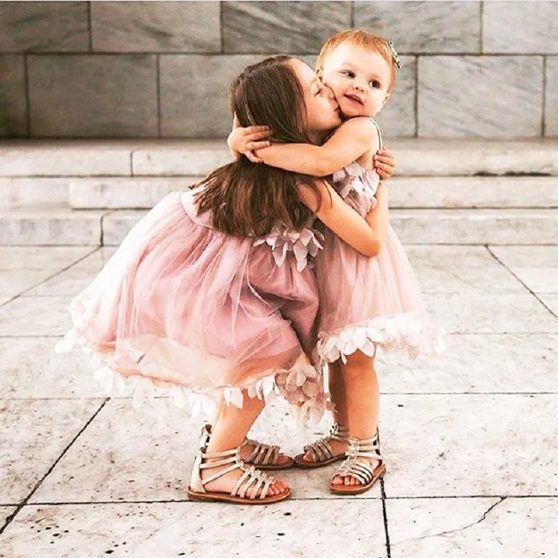 PUDCOCO Newest Hot Flower Kids Baby Girl Princess Bridesmaid Petal Tulle Party cute Dress Pink White Summer Dresses 1-7Y | Детская