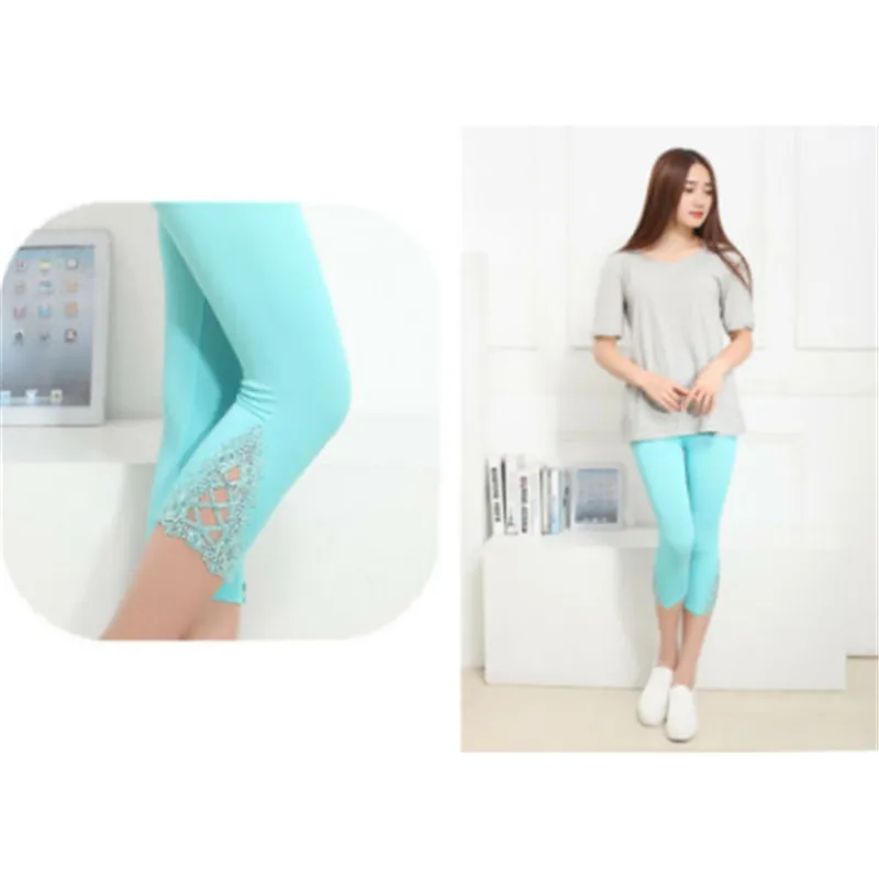 Укороченные Леггинсы одного размера женские кружевные брюки облегающие