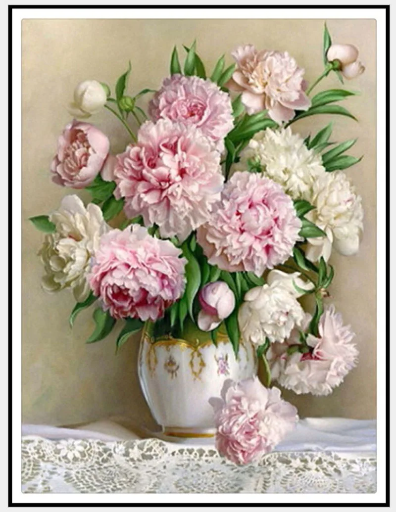 Rhinestone plastic crafts painting diamond flower vase crystal square cross stitch full embroidery | Дом и сад