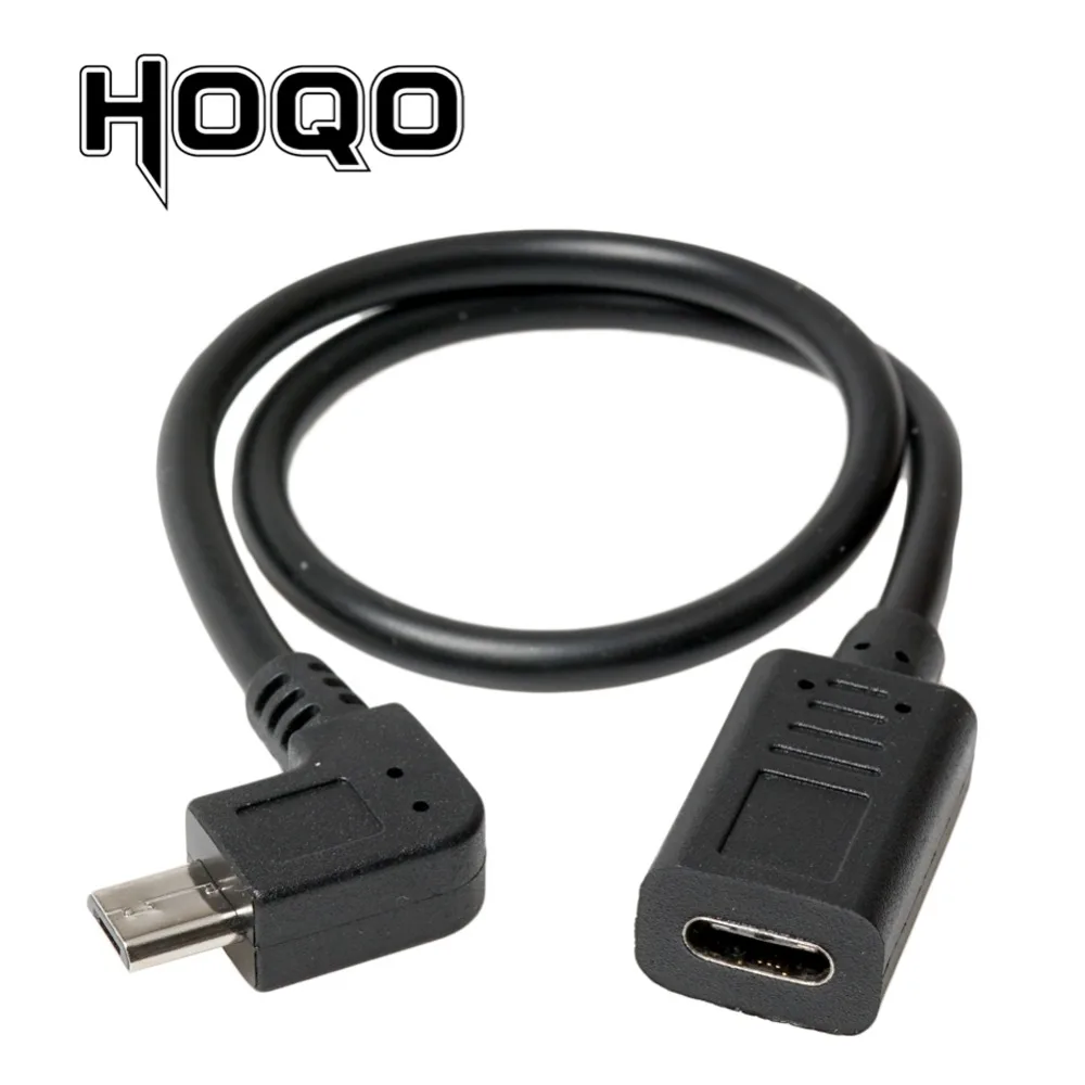 Прямой угол Micro USB штекер к USBC гнездовой Кабель 90 градусов MicroUSB Тип C шнур