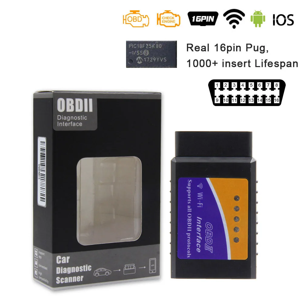 Style 1 ELM 327 V1.5 с PIC18F25K80 OBD2 wifi сканер для IOS/Android ELM327 V1.5 Wi-Fi OBD OBD2 автомобильный диагностический автоматический инструмент считыватель кода - Цвет: Style 1