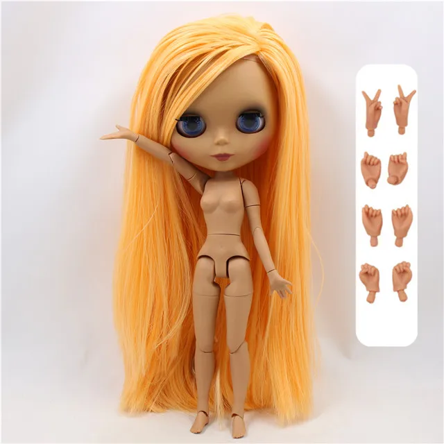 doll with hand B Заводская кукла blyth 1/6 bjd шарнирное тело темная кожа матовое лицо, волосы манго, голая кукла 30 см BL0559 - Цвет: doll with hand B