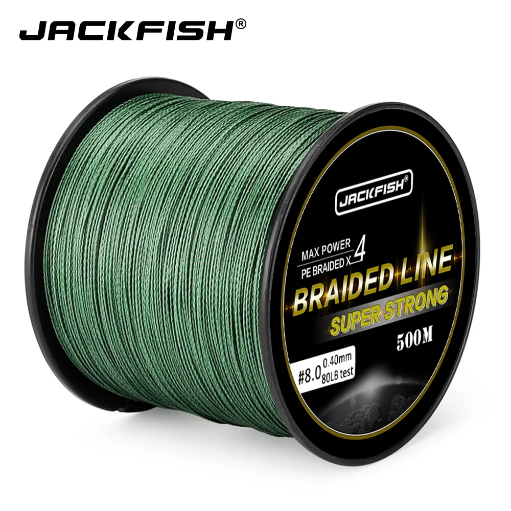 Суперпрочная плетеная рыболовная леска JACKFISH 4 нити 500 м 10 60 анг. Фунт.