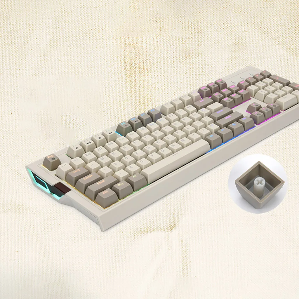 Механическая клавиатура USB Проводная игровая ретро RGB подсветка 104 клавиши Usb для