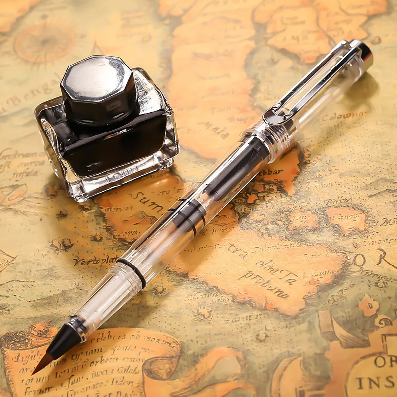 

1pc Portable Clear Calligraphy Pen Soft Hair Writing Brush Painting Drawing Watercolor Fountain Pen School Supplies Stationery