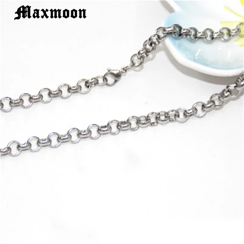 Мужские круглые браслеты Maxmoon из нержавеющей стали с круглой цепочкой 2/3/4/5 мм в