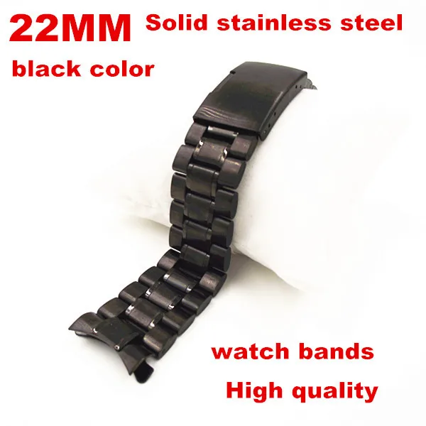 

new product - 1PCS High quality 22MM Solid Stainless Steel links Watch band Watch strap black color - 081305