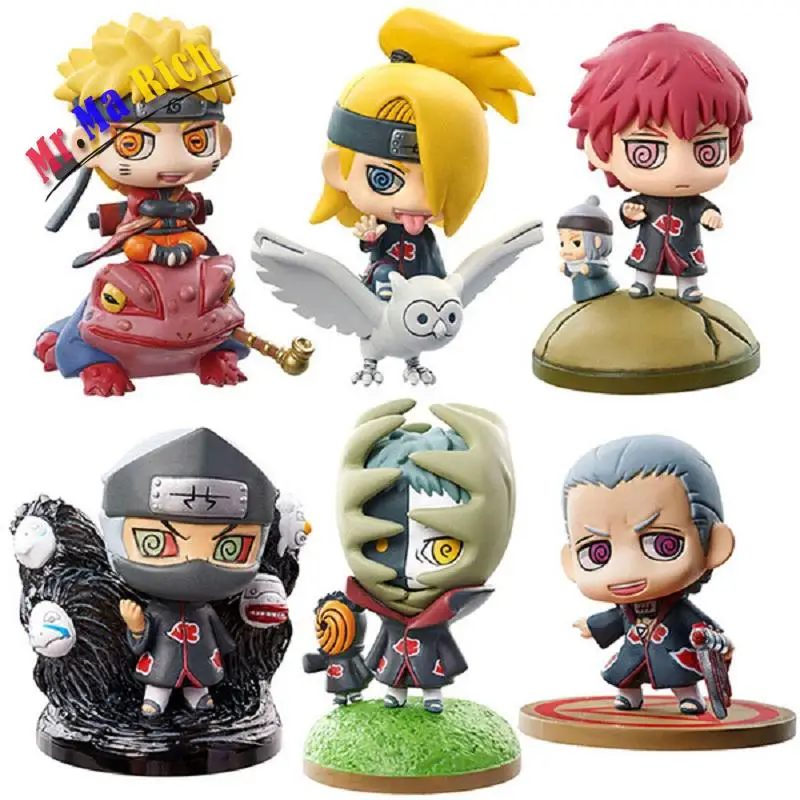 6 шт./компл. Аниме Naruto Zetsu Deidara Uzumaki Sasori Kakuzu 5 см Q Версия Модель ПВХ маленький Kawaii