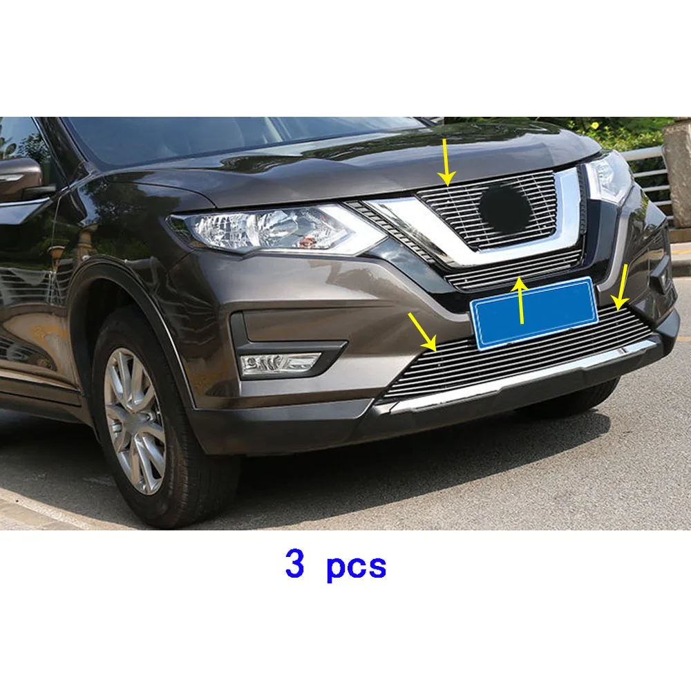 Для Nissan X-Trail XTrail T32/Rogue Защита корпуса автомобиля детектор отделка гоночная решетка гриль литье - Название цвета: 3 pcs