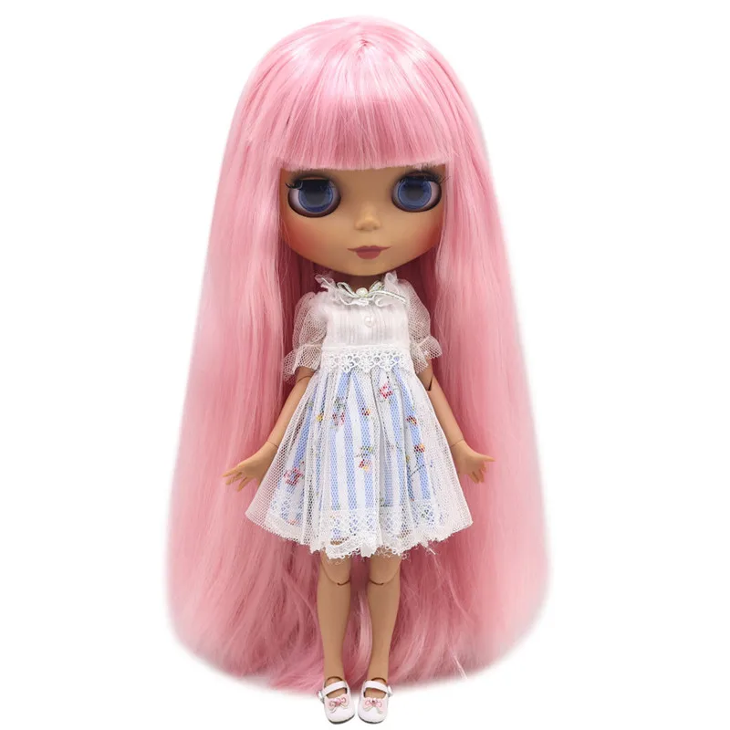 

ICY DBS Blyth doll No.BL6022 Pink hair JOINT body Black skin Matte face 1/6 BJD