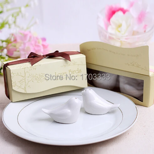

Ceramic Love Birds Salt and Pepper Shaker party souvenir Wedding favor gift and giveaways for guest 500pieces=250sets
