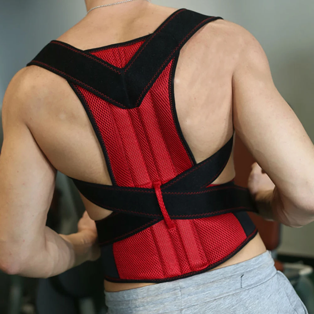 

Back Posture Corrector Corset Women Men Back Support Brace Shouler Back Straightening Orthopedic Black Red Vest Corset Belt B003