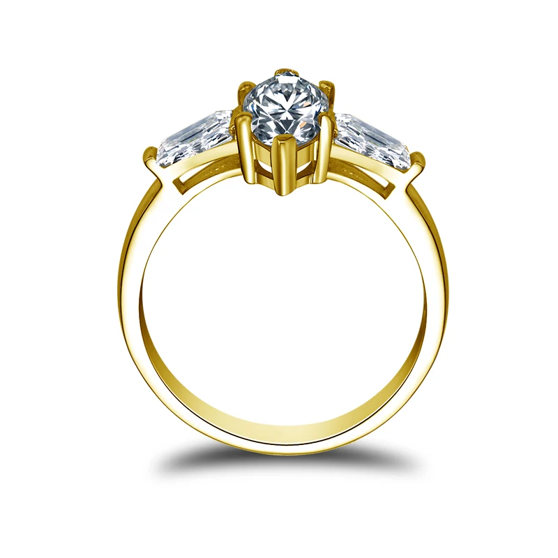 QYI Marquise Cut три обручальные кольца с камнями Moissanite Diamond 14K твердые желтые золотые
