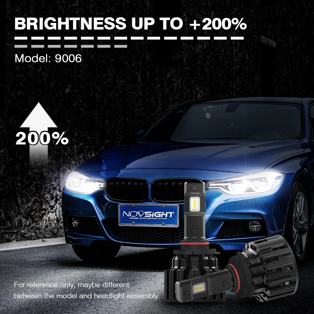 NOVSIGHT Автомобильный светодиодный фары 100 Вт 20000LM 9006 светодиодный фары лампы Противотуманные фары 6000K