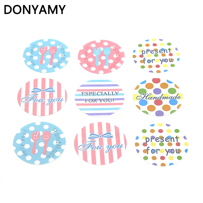 DONYAMY 90 шт Ручная работа для вас многоцветные круглые наклейки в горошек торта