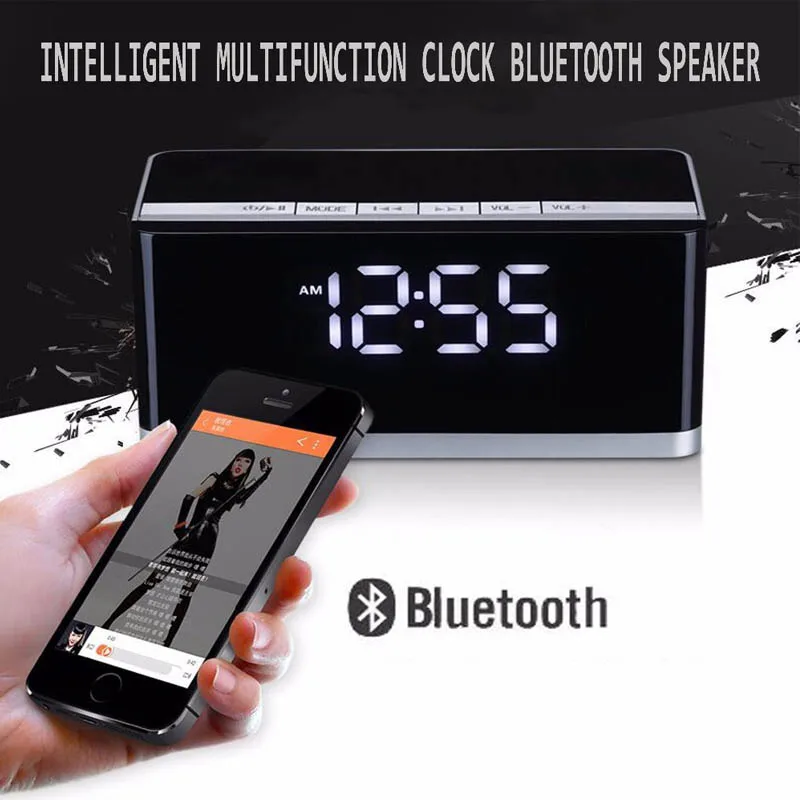 HLTON Портативный беспроводной Bluetooth динамик светодиодный дисплей времени