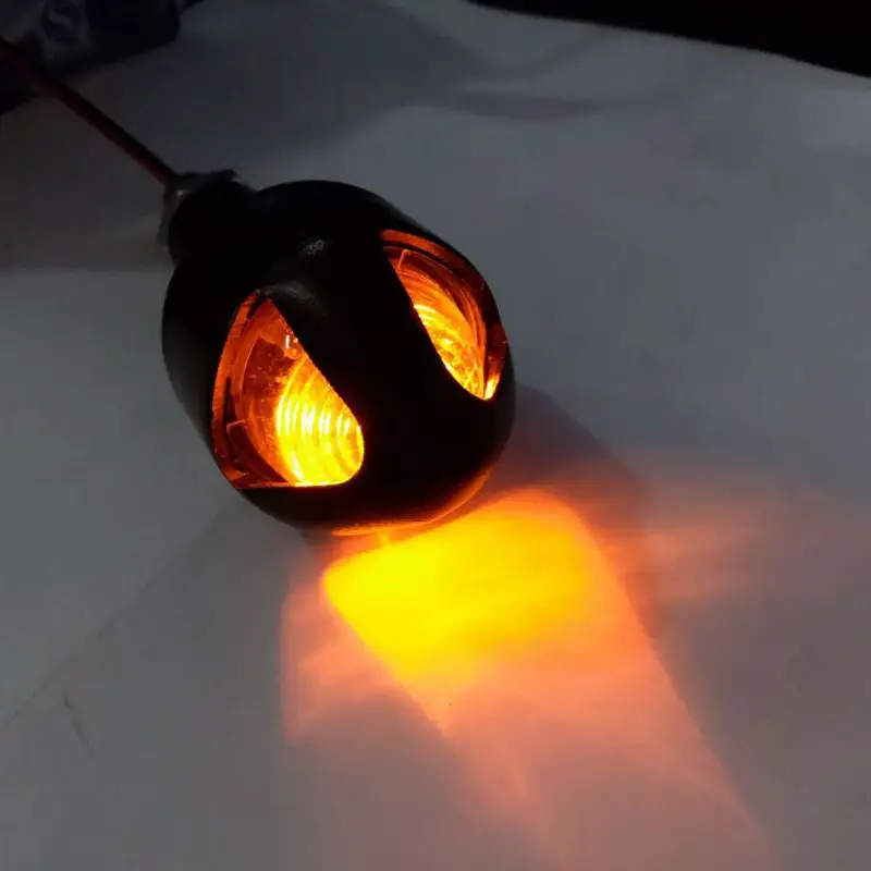 2Pcs Universal Metal Black Amber Bulb Lens Light Motorcycle Turn Signal Lamp Indicator Blinker Cafe Racer Chopper Dirt Bike |