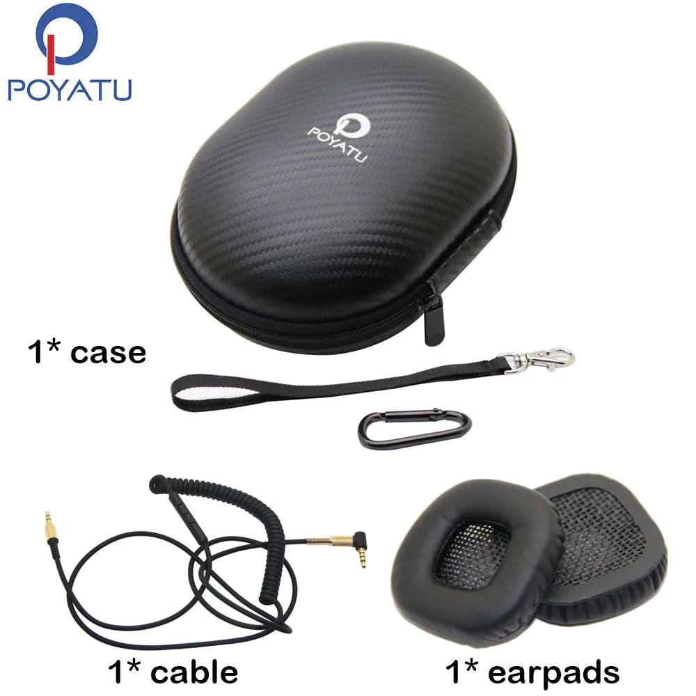 POYATU подушечки для наушников подушки для Marshall основные наушники с микрофоном Bluetooth чехол для наушников сумка жесткая замена кабель Шнур Мужской 3,5 мм