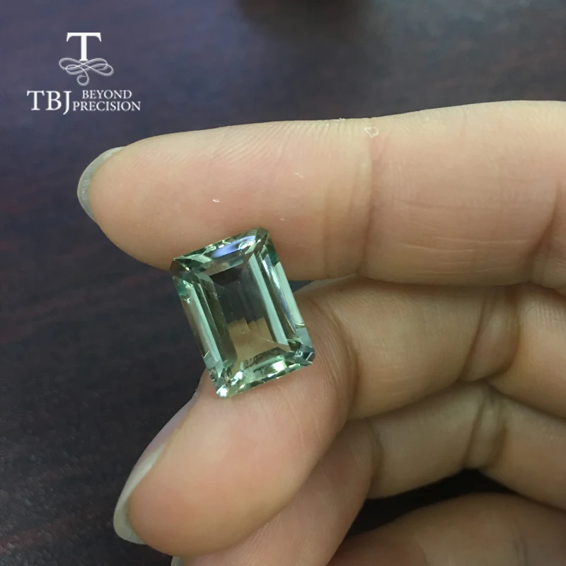 Tbj 100% карат огранка зеленого аметиста 10*14 мм для серебристых фотографий
