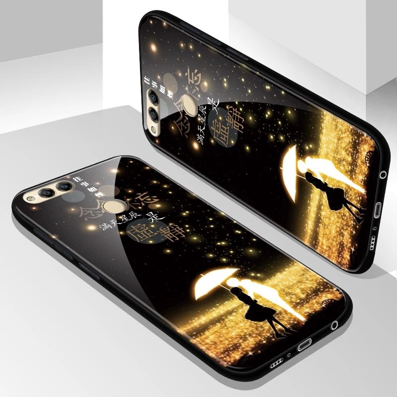 Чехол из закаленного стекла для Huawei Honor 7X 8X, мультяшный противоударный чехол для Huawei Honor P20 P10 Lite, чехол из закаленного стекла