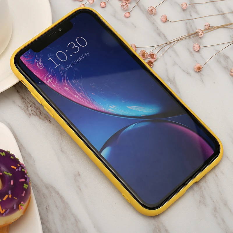 Simple Yellow Case For iPhone X XR XS Max 5 5S SE 6 6S 7 8 Plus 11 Pro 2019 Soft TPU Silicone Ultra-thin Back Cover |