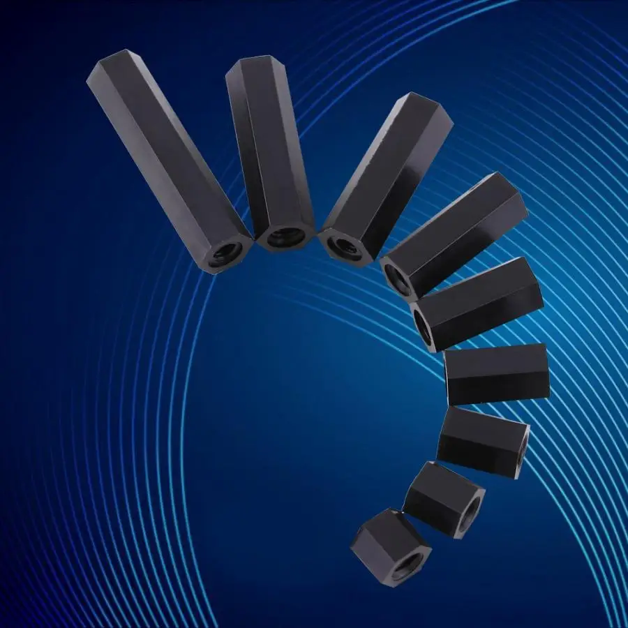 100 шт./компл. черная нейлоновая Женская Шестигранная стойка с резьбой колонна для