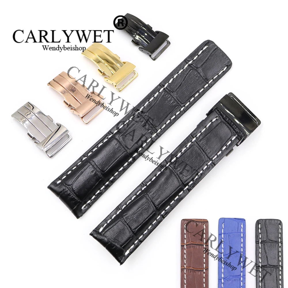 Ремешок CARLYWET для наручных часов сменный Браслет из натуральной воловьей кожи Super